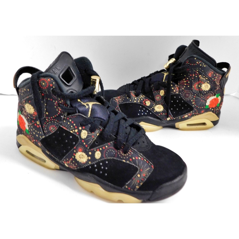 Nike Air Jordan 6 Retro CNY Chinese New Year Womens 5.5Y Black Gold AA2495-021